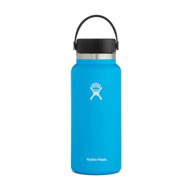 Hydro Flask Vacuum Insulated Stainless Steel Water Bottle Wide Mouth With Flex Cap 32 oz In Blue