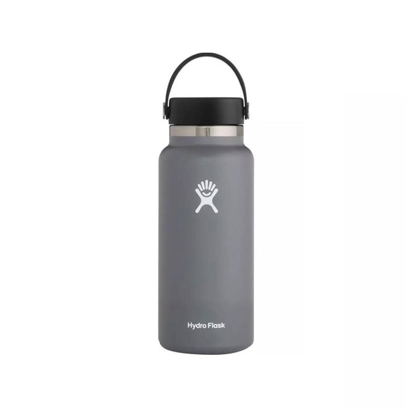 Hydro Flask Vacuum Insulated Stainless Steel Water Bottle Wide Mouth With Flex Cap 32 oz In Grey