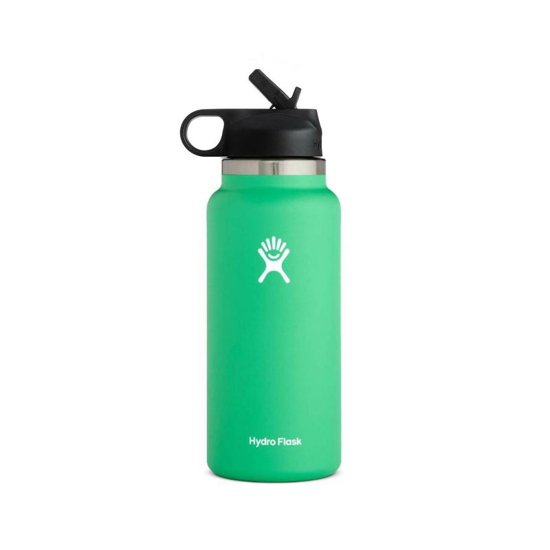 Hydro Flask Vacuum Insulated Stainless Steel Water Bottle Wide Mouth With Straw Lid 40 oz In Green