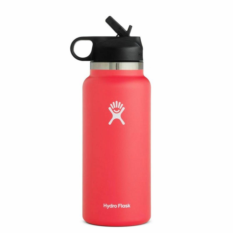 Hydro Flask Vacuum Insulated Stainless Steel Water Bottle Wide Mouth With Straw Lid 40 oz In Pink