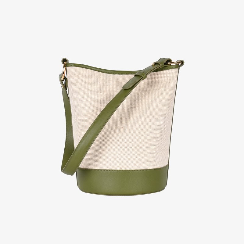Hyer Goods Canvas Convertible Bucket Bag In Green
