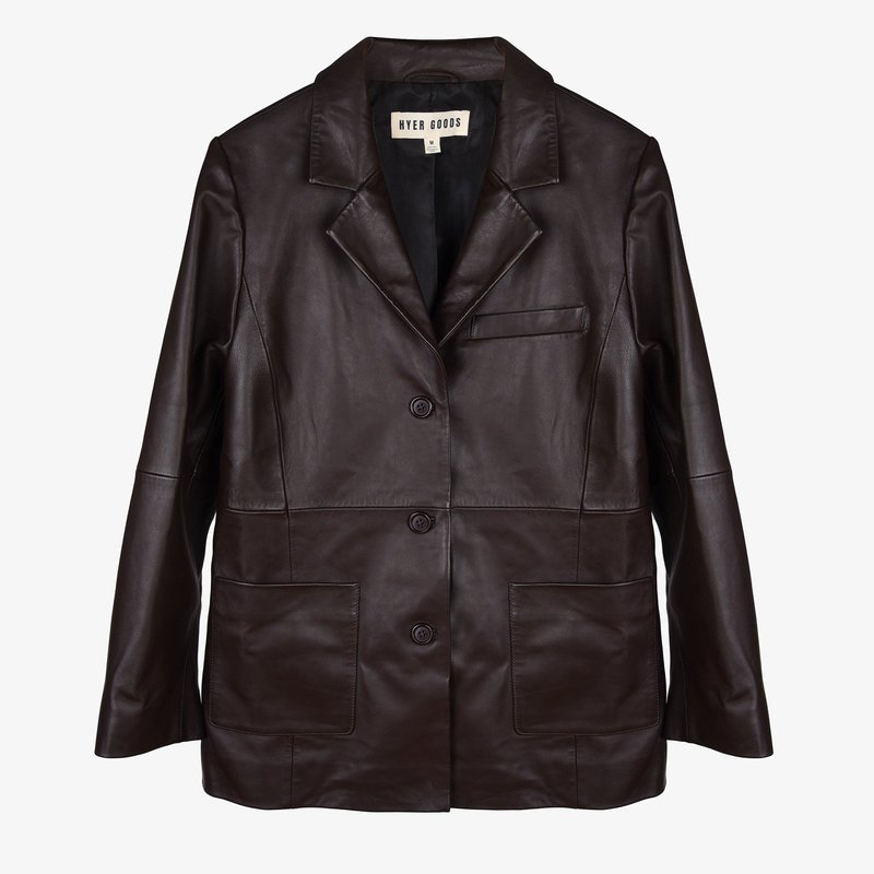 Hyer Goods Deadstock Leather Blazer In Brown