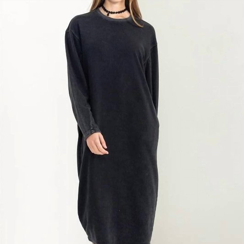 Shop Hyfve Long Sleeve Midi Sweatshirt Dress In Black