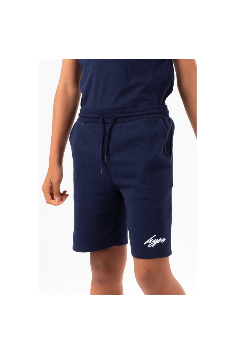Boys Scribble Embroidered Sweat Shorts - Navy
