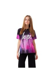 Girls Drip Foil Script T-Shirt - Purple/Black