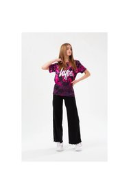 Girls Fade Tie Dye Script T-Shirt - Pink/Black