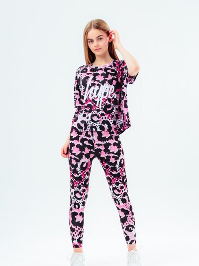 Hype Girls Leopard Print T-Shirt - Pink/Black/White product