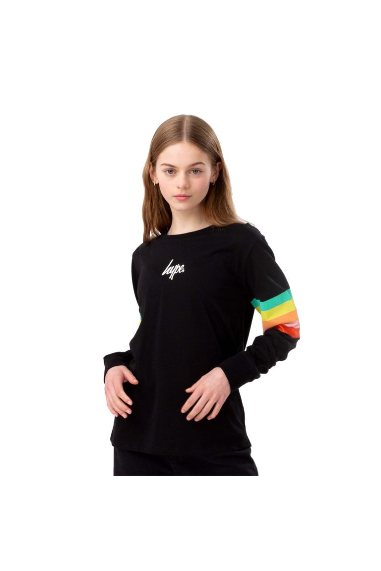 Girls Rainbow Long-Sleeved T-Shirt - Black