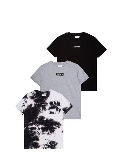 Hype Hype Mens Script T-Shirt Set (Pack of 3) (Black/Gray/White) product