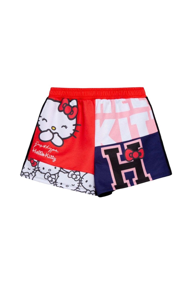 Hype Womens/Ladies Cut & Sew Hello Kitty Boxer Shorts (Red/White/Black) - Red/White/Black