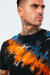 Mens Bohemian Tie Dye T-Shirt (Black/Blue/Orange) - Black/Blue/Orange