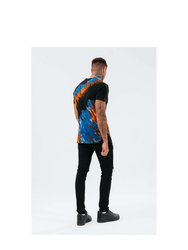 Mens Bohemian Tie Dye T-Shirt (Black/Blue/Orange)