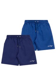 Mens Scribble Casual Shorts - Pack of 2 - Blue