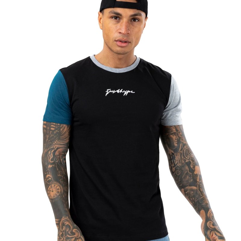 Hype Mens Thompson Splice Scribble T-shirt In Black