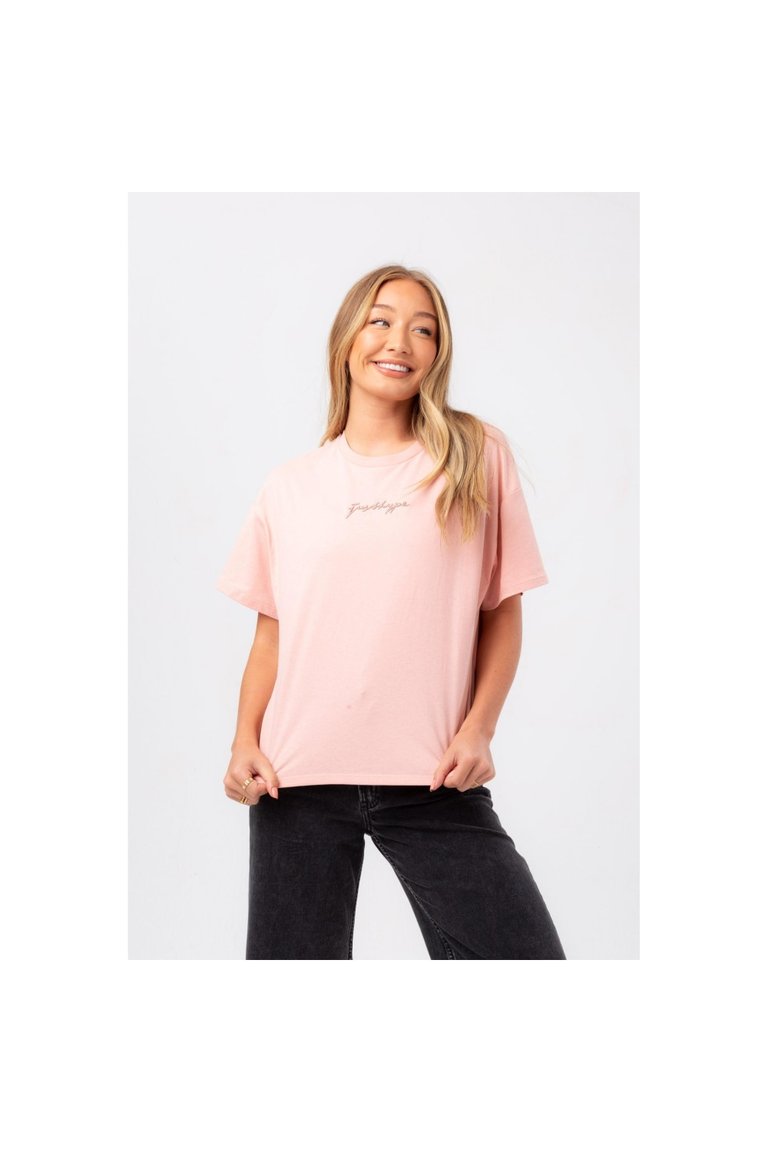 Womens/Ladies Scribble Boxy T-Shirt - Rose - Rose