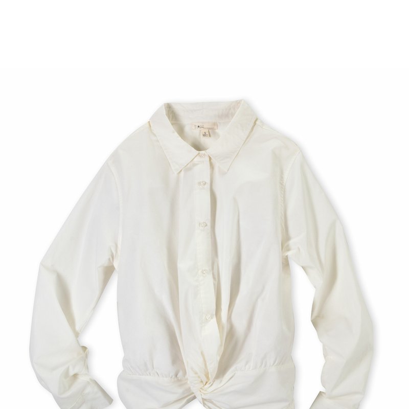 I Am By Studio 51 Long Sleeve Twist-front Button Up Woven Shirt In White