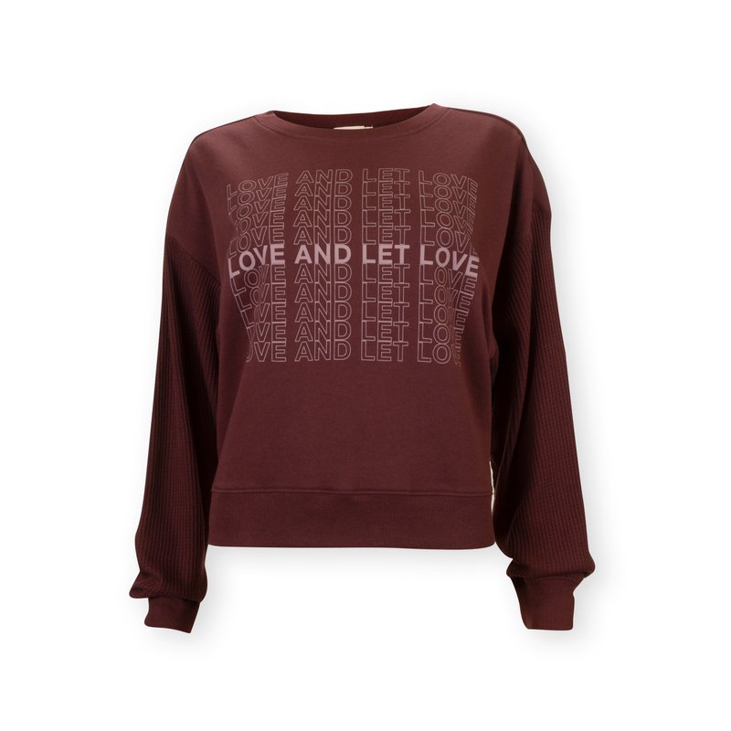 I Am By Studio 51 Mix Media Crew Neck Top In Brown