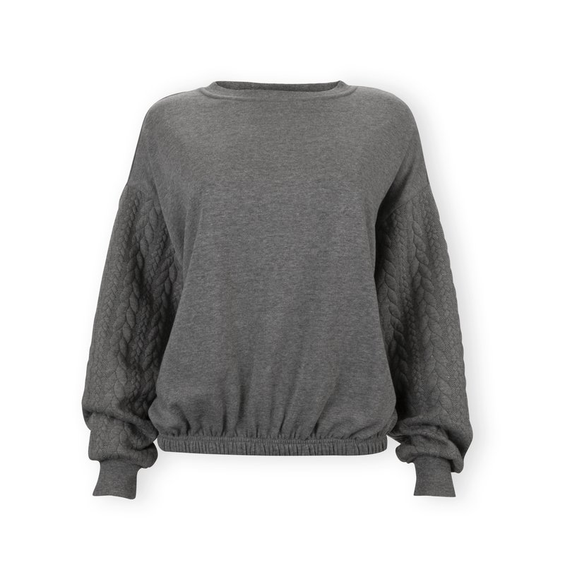 I Am By Studio 51 Mix Media Pullover Sweater In Grey