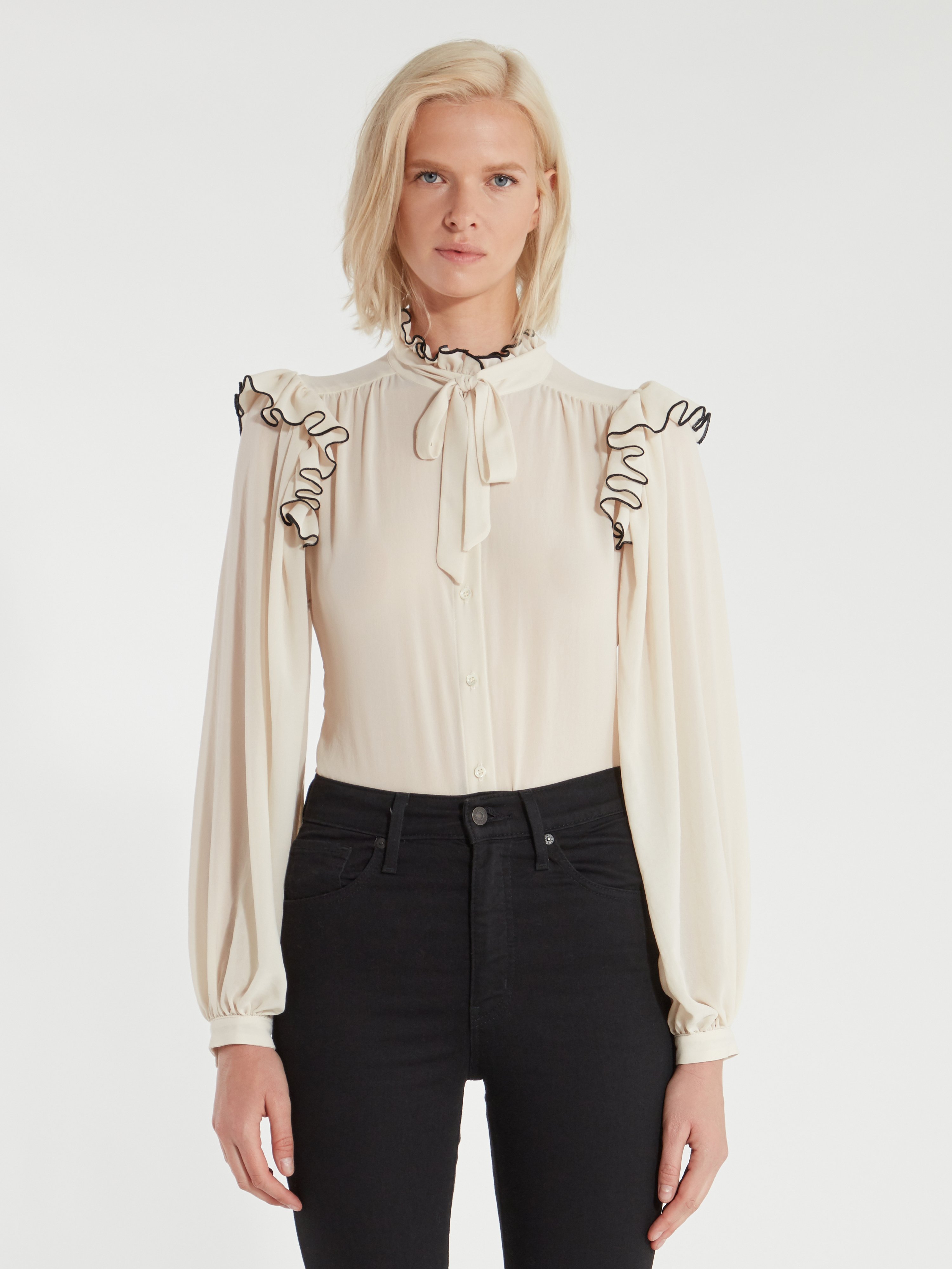 Icons Objects Of Devotion The Silk Secretary Blouse In Ivory