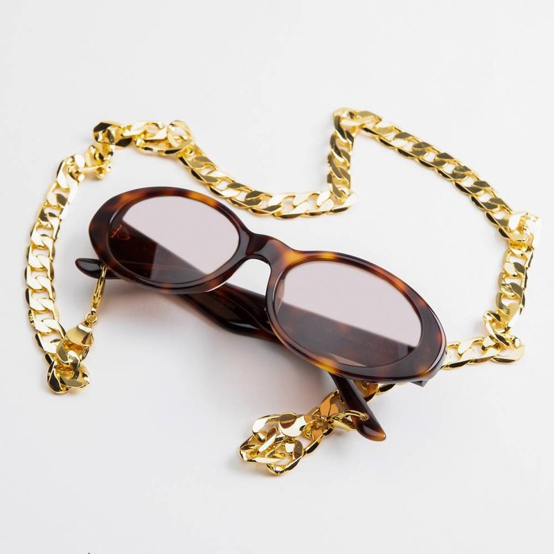Shop In The Mood For Love Caroline Bk Sunglasses With Chain In Brown