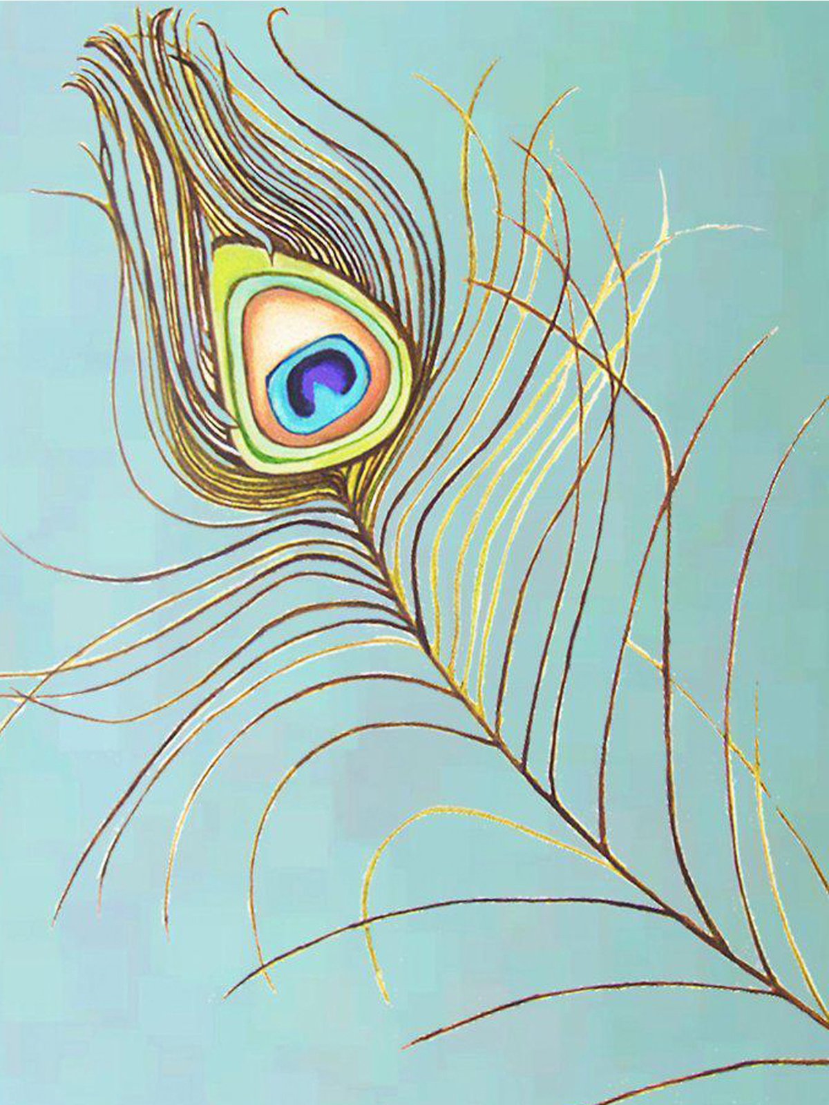 India & Purry Art Print: Peacock Feather on Aqua | Verishop