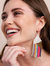 GOLD WHITE WITH BRIGHT STRIPES FRINGE EARRINGS