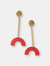 MATTE BRASS POST STICK TO RED ARCH EARRINGS - Red