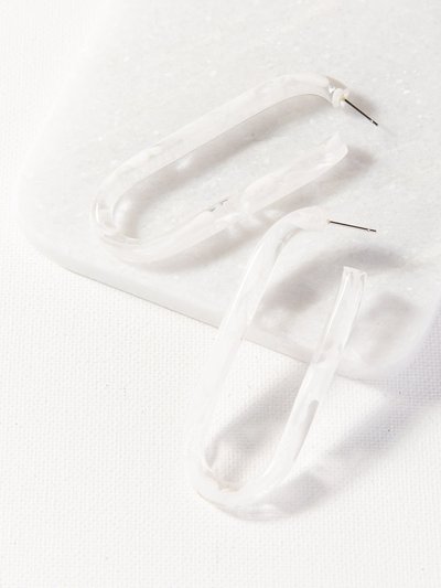 INK+ALLOY White Marbled Acetate Long Hoop Earrings 2.75" product
