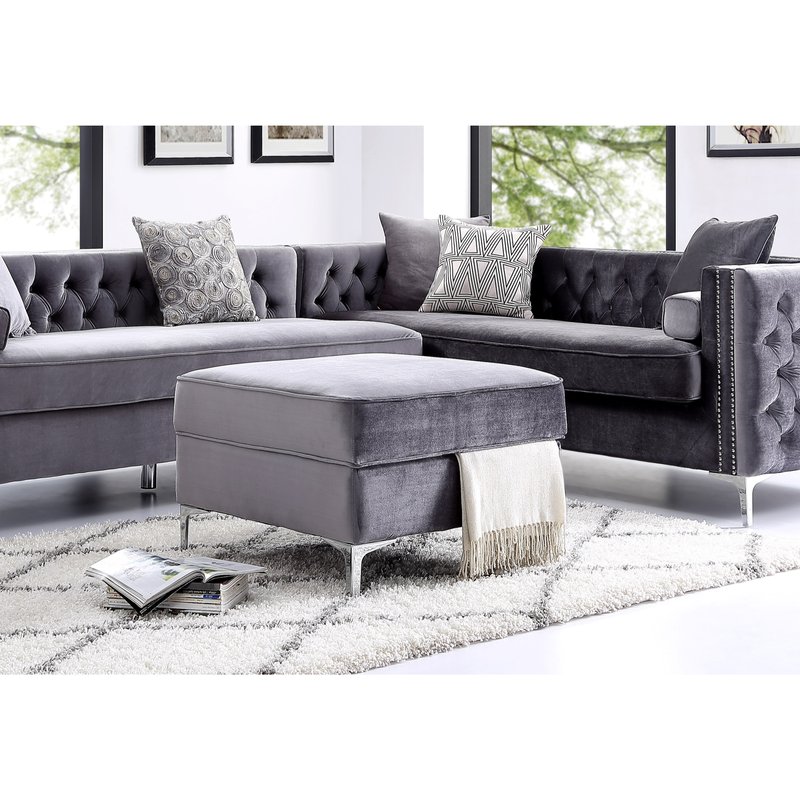 Inspired Home Alison Storage Ottoman In Grey
