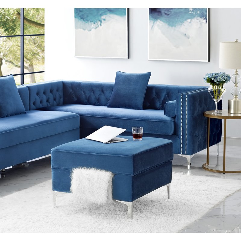 Shop Inspired Home Alison Storage Ottoman In Blue