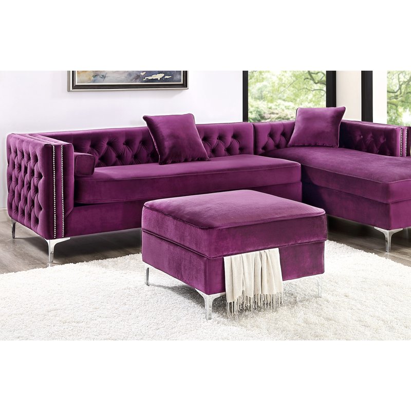Inspired Home Alison Storage Ottoman In Purple