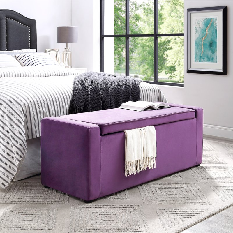 Inspired Home Carson Storage Bench In Purple