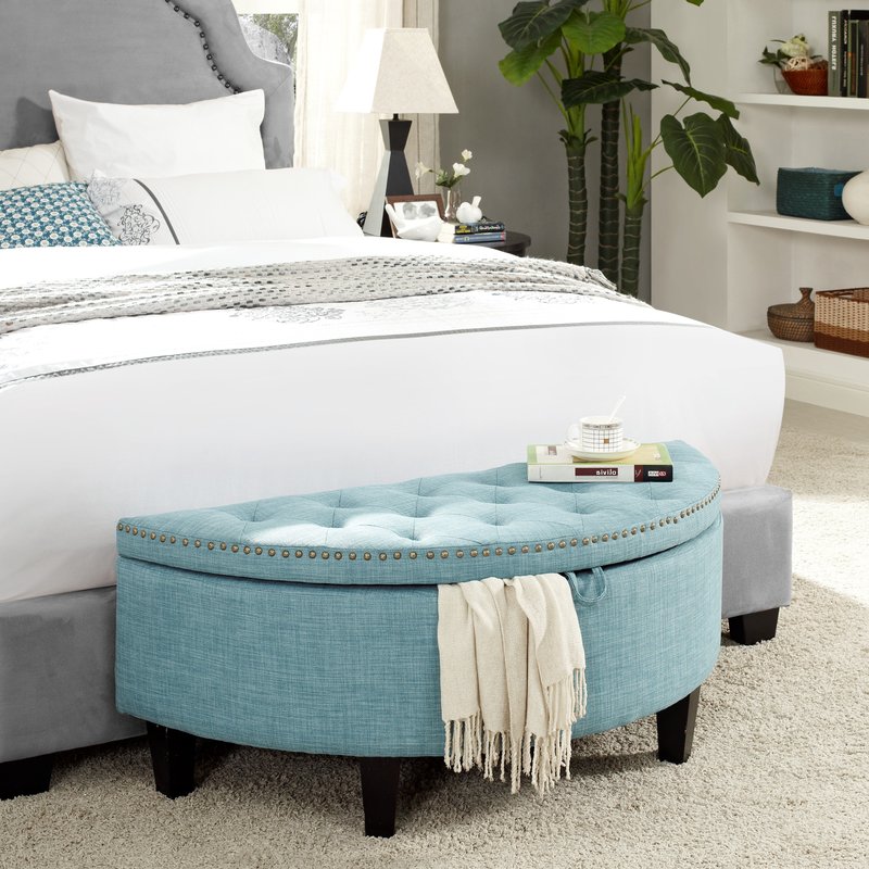 Inspired Home Leandra Storage Ottoman In Blue