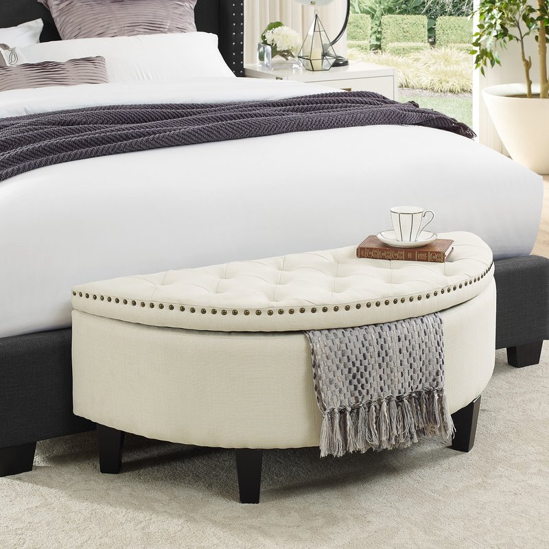 Inspired Home Leandra Storage Ottoman In Neutral