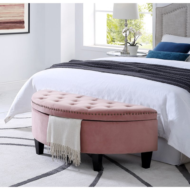 Inspired Home Leandra Storage Ottoman In Pink