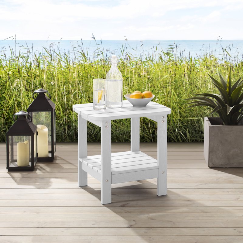 Inspired Home Raymundo Outdoor Side Table In White