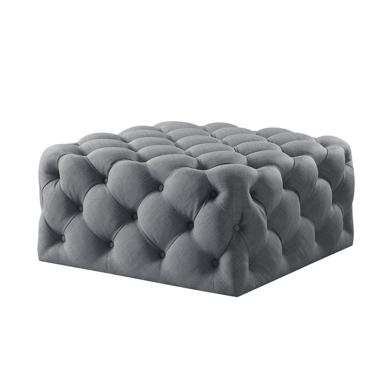 Inspired Home Mauricio Cocktail Ottoman In Grey