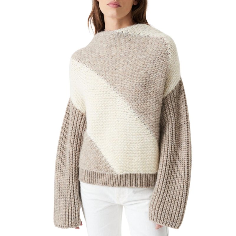 Shop Iro Arzel Two-tone Round-neck Sweater In Brown