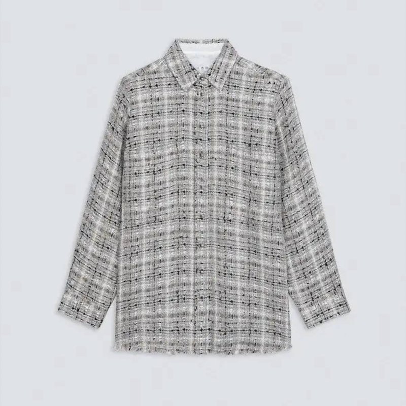 Shop Iro Neopol Tweed Overshirt In Grey