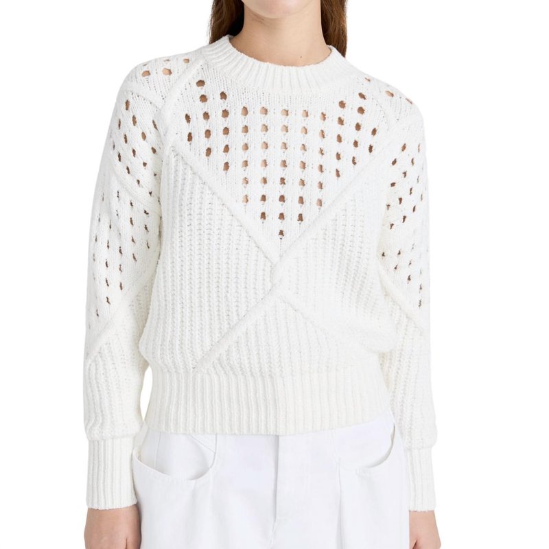 Shop Iro Nives Cotton Engineered Stitch Sweater In White
