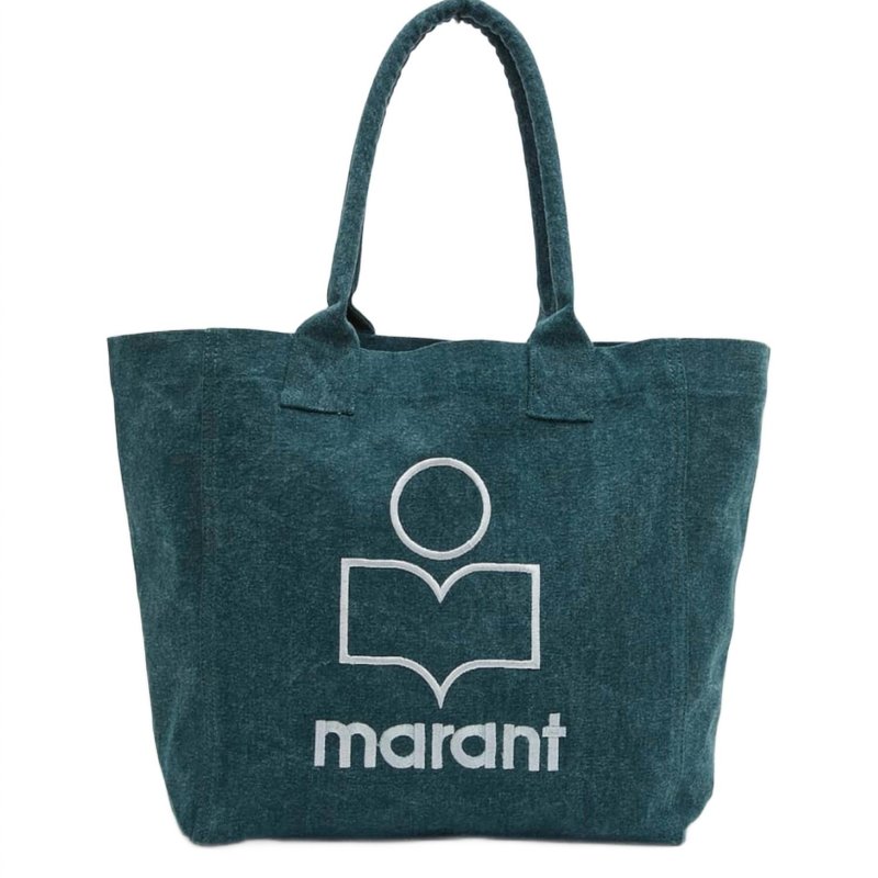Shop Isabel Marant Small Yenky Logo Tote Bag In Dark Green