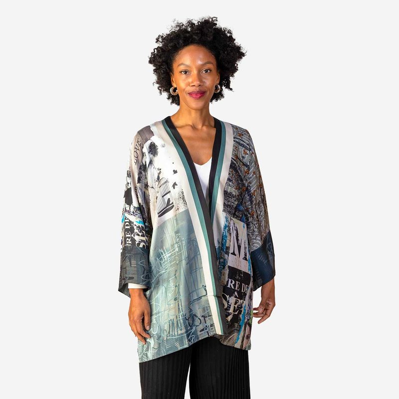 Shop Isabelle Gougenheim Designs Aspen Silk Kimono Robe In Blue