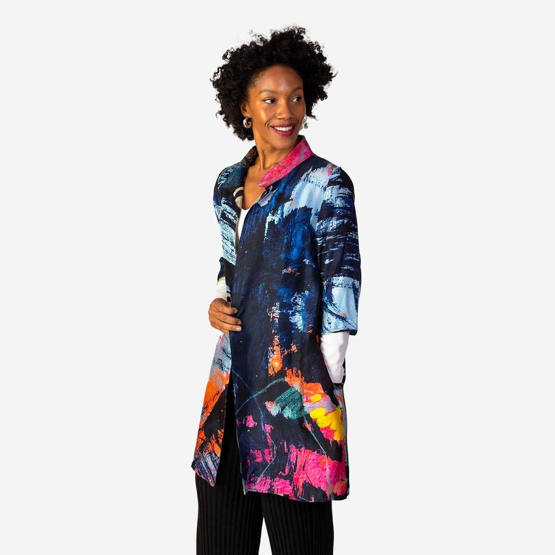 Shop Isabelle Gougenheim Designs Bora Bora Reversible Silk Jacket In Blue