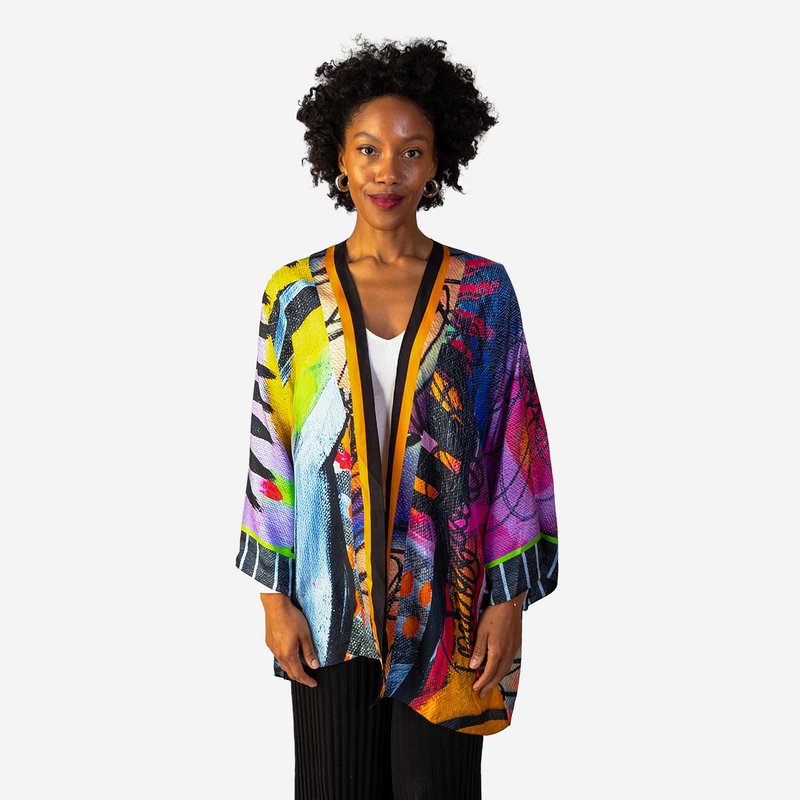 Isabelle Gougenheim Designs Silk Kimono Robe Ubud In Multi