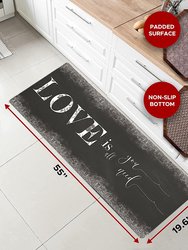 20"x55" Oversized Cushioned Anti-Fatigue Kitchen Runner Mat (Love)