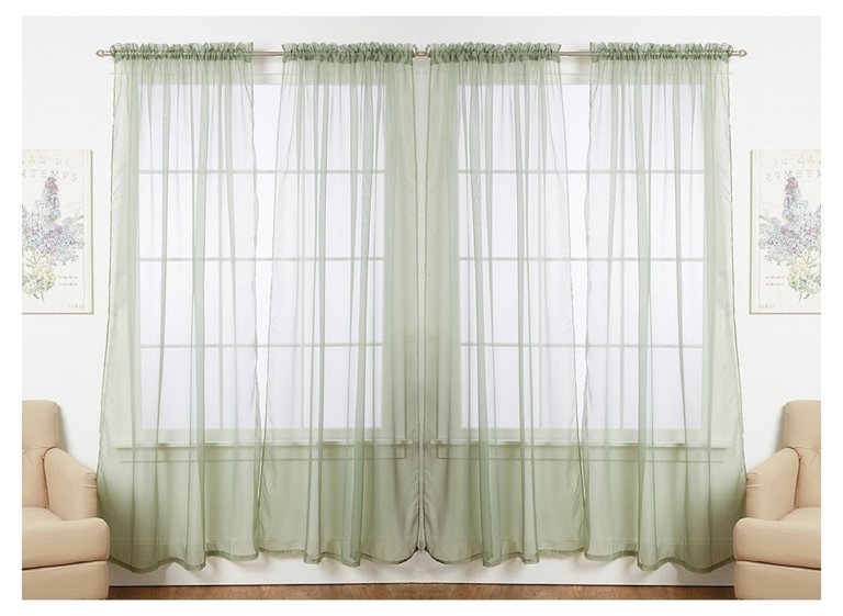 4-Pack Value Solid Sheer Window Curtain Panels
