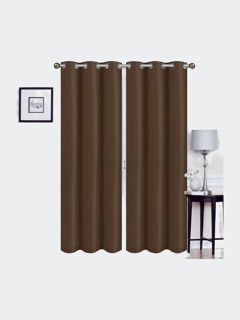 Madonna Foam-Backed Blackout Curtain Panels With Grommets - Coffee