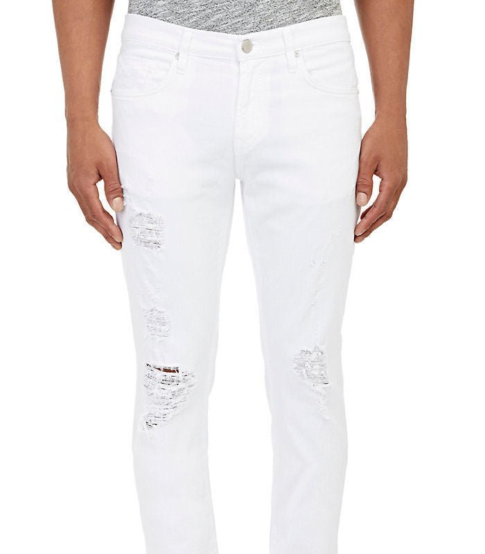 J Brand Men's Tyler White Solace Distressed Slim Fit Jeans