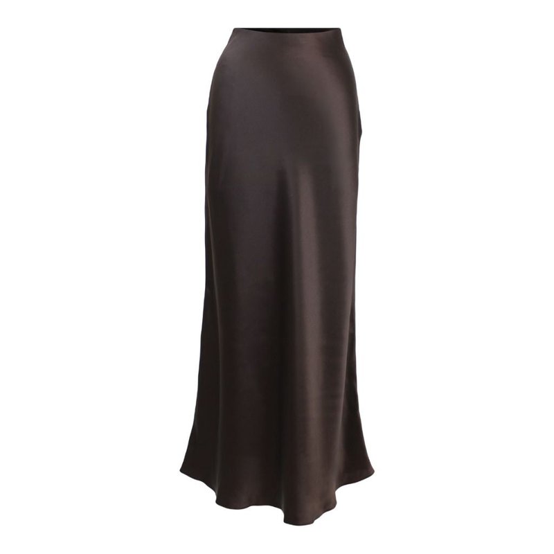 Shop Jacoba Jane Classic Silk Satin Maxi Slip Skirt In Brown