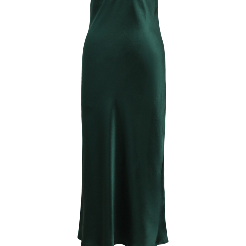 Shop Jacoba Jane Classic Silk Satin Slip Dress In Green